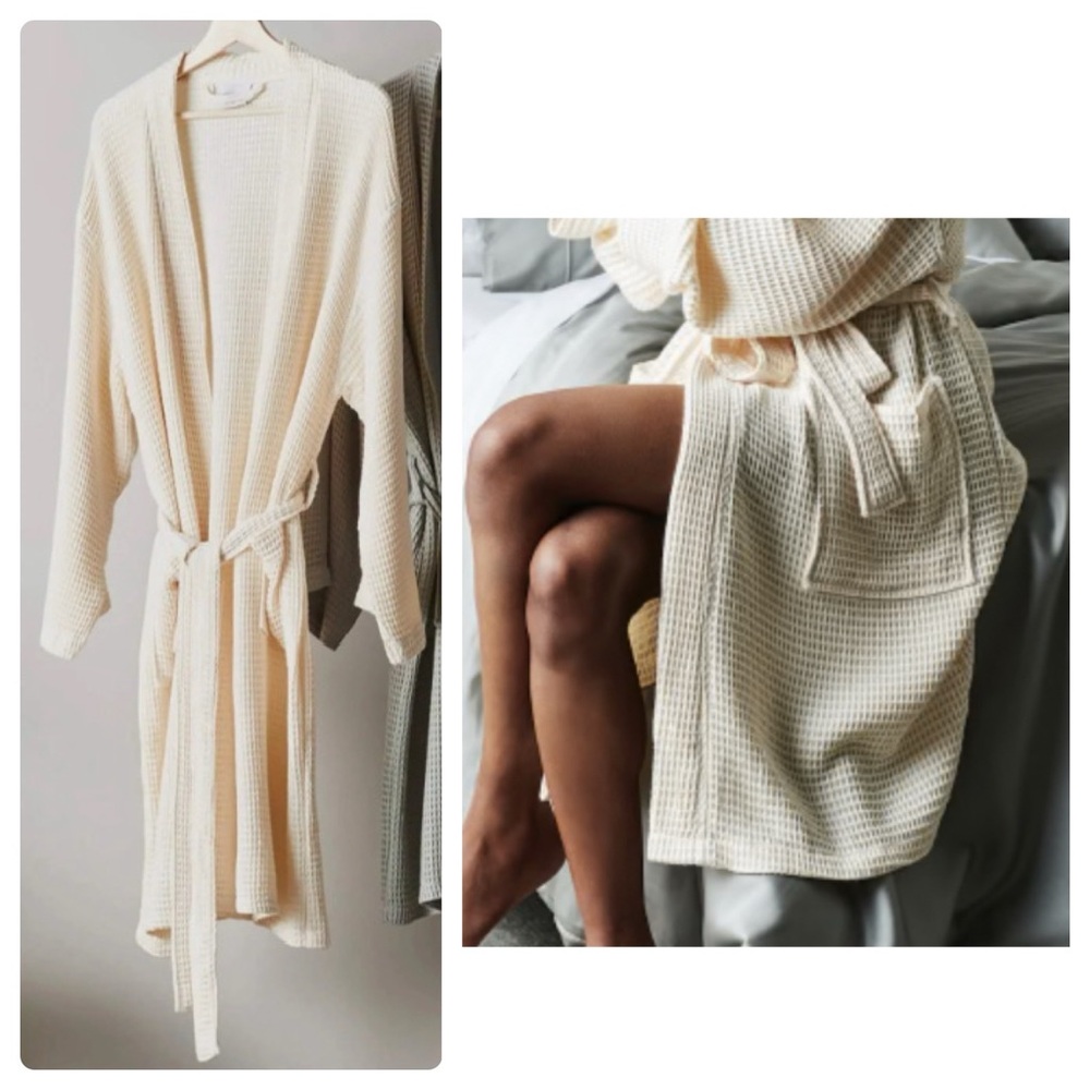 Ettitude Waffle Bamboo Cream Robe - Picture 2 of 11